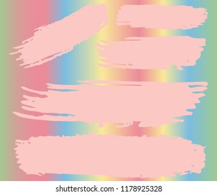 Collection of hand drawn light Pink grunge brushes. Vector Grunge Brushes. Dirty Artistic Design Elements. Creative Design Elements. Rainbow background. Distress Frame, Logo, Banner, Wallpaper.