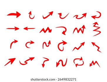 Collection of hand drawn line designs featuring arrows wavy lines and curly elements