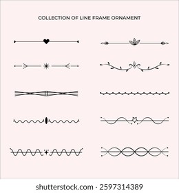 collection of hand drawn line frame ornament vector design
