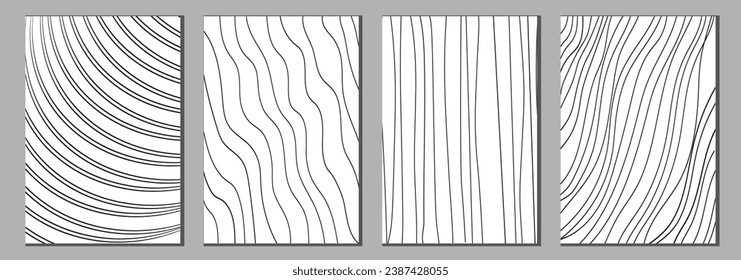 Colección de texturas de línea dibujadas a mano.Dibujos vectoriales, rejilla con trazos irregulares, horizontales y ondulados, patrones de doodle. Líneas de tinta aisladas en un fondo blanco. Conjunto de Ilustración moderna.
