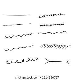 Collection of hand drawn lines. Brush lines. Brush strokes. Underline hand drawn. Vector lines