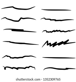 Collection of hand drawn lines, brush lines, brush strokes,  handmade underlines