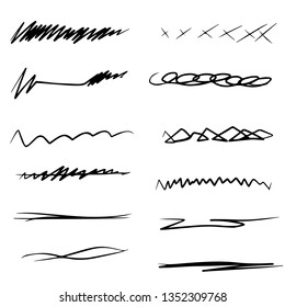 Collection of hand drawn lines, brush lines, brush strokes,  handmade underlines