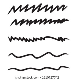 Collection of hand drawn lines, brush lines, brush strokes, underlines, vector set 