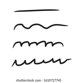 Collection of hand drawn lines, brush lines, brush strokes, underlines, vector set 