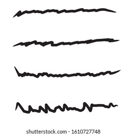 Collection of hand drawn lines, brush lines, brush strokes, underlines, vector set 