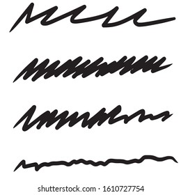 Collection of hand drawn lines, brush lines, brush strokes, underlines, vector set 