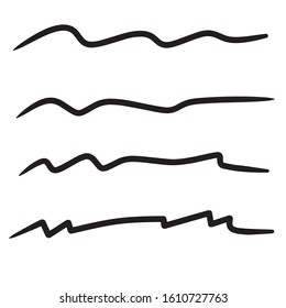 Collection of hand drawn lines, brush lines, brush strokes, underlines, vector set 