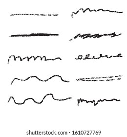 Collection of hand drawn lines, brush lines, brush strokes, underlines, vector set 
