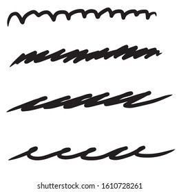 collection of hand drawn lines, brush lines, brush strokes, underlines