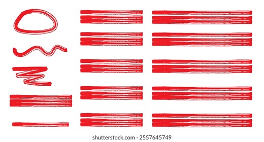 collection of hand drawn lines, brush lines, brush strokes, underlines