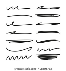 collection of hand drawn lines, brush lines, brush strokes, underlines
