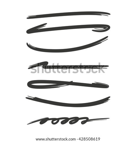 collection of hand drawn lines, brush lines, brush strokes, underlines