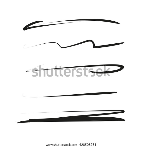 Collection Hand Drawn Lines Brush Lines Stock Vector (Royalty Free