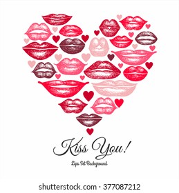 Collection of hand drawn lips