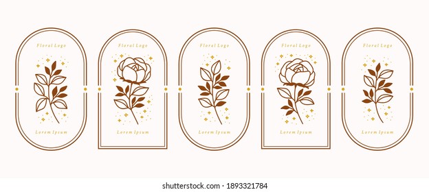 Collection Of Hand Drawn Magical Elements With Crystal, Flower, Stars, Leaf Branch For Feminine Icon, Beauty Logo, Emblem, And Other Purposes