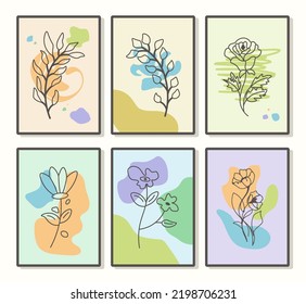 A collection of hand drawn minimalist creative illustrations for wall decoration, postcard or brochure cover design. Hand drawn vector design elements.