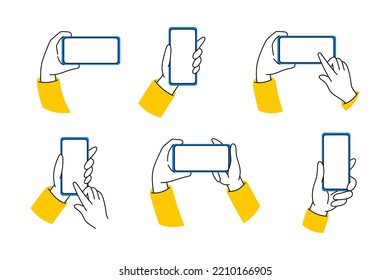 Kollektion handgezeichnet Muster für benutzte Handy Touchscreen-Geste mock up.