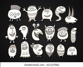 Collection of hand drawn monsters.