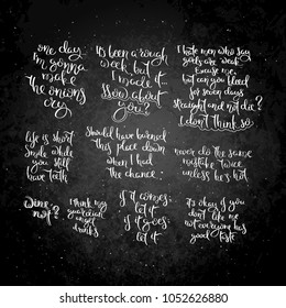 Collection of hand drawn motivation vector lettering. Positive hand lettered quote for wall poster or mood board. Home decoration, printable phrase.