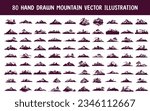 collection hand drawn mountain vector illustration. hand drawn vector illustration