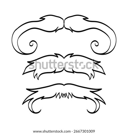 Collection of hand drawn mustaches