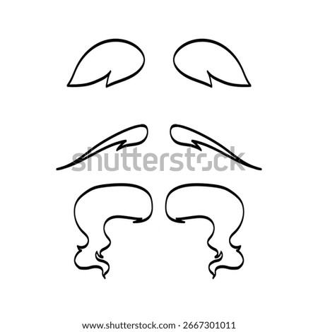 Collection of hand drawn mustaches