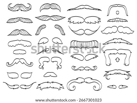 Collection of hand drawn mustaches