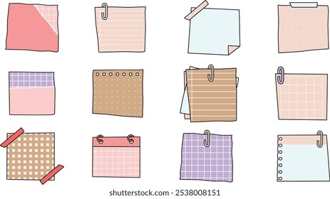 Kollektion handgezeichnete Notiz Papier Vektor