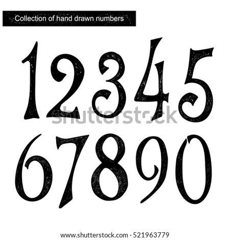 Collection Hand Drawn Numbers Hand Drawn Stock Vector (Royalty Free ...