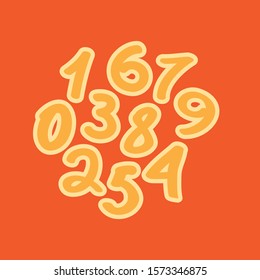Collection of hand drawn numbers. Vector Hand Drawn Script Numbers from 0 to 9. 