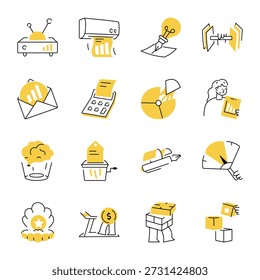 Collection of Hand Drawn Office Work Illustrations 
