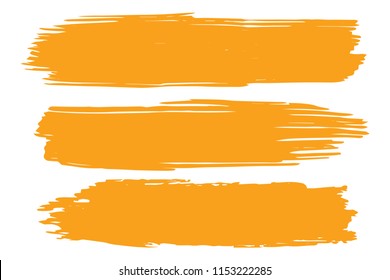 Collection of hand drawn orange grunge brushes. Vector Grunge Brushes. Dirty Artistic Design Elements. Creative Design Elements. White background. Distress Frame, Logo, Banner, Wallpaper.