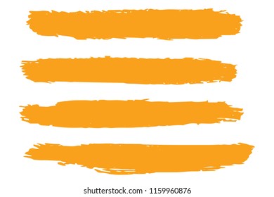 Collection of hand drawn orange grunge brushes. Vector Grunge Brushes. Dirty Artistic Design Elements. Creative Design Elements. White background. Distress Frame, Logo, Banner, Wallpaper.