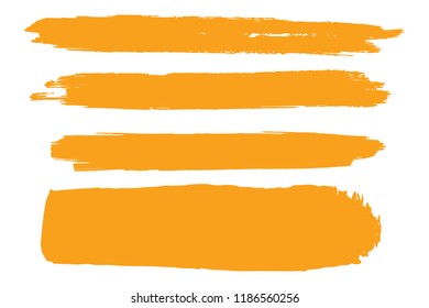 Collection of hand drawn orange grunge brushes. Vector Grunge Brushes. Dirty Artistic Design Elements. Creative Design Elements. White background. Distress Frame, Logo, Banner, Wallpaper.