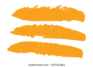 Collection of hand drawn orange grunge brushes. Vector Grunge Brushes. Dirty Artistic Design Elements. Creative Design Elements. White background. Distress Frame, Logo, Banner, Wallpaper.