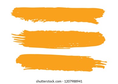 Collection of hand drawn orange grunge brushes. Vector Grunge Brushes. Dirty Artistic Design Elements. Creative Design Elements. White background. Distress Frame, Logo, Banner, Wallpaper.