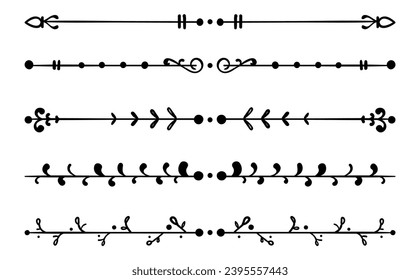 Collection of hand drawn ornamental borders
