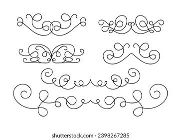 Collection of hand drawn ornamental element