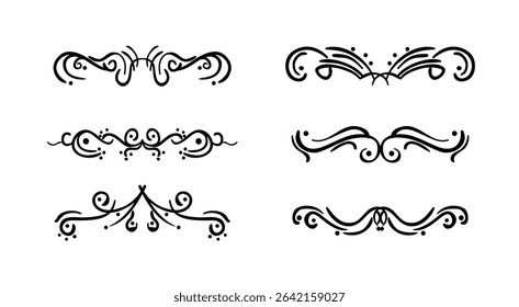 Collection of hand drawn ornamental text divider