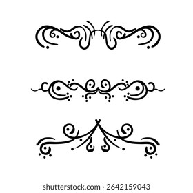 Collection of hand drawn ornamental text divider