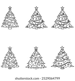 

Coleção de mão desenhada esboço árvore de Natal