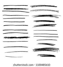 Collection of hand drawn pencil lines. Brush stokes. Vector dividers.