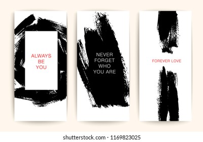 Collection of hand drawn phrase. Editable Instagram stories template. Streaming. Ink illustration. Dirty hand drawn vector texture. 