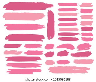 Collection of hand drawn pink grunge brushes. Vector Grunge Brushes. Dirty Artistic Design Elements. Creative Design Elements. White background. Distress Frame, Logo, Banner, Wallpaper.