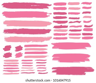 Collection of hand drawn pink grunge brushes. Vector Grunge Brushes. Dirty Artistic Design Elements. Creative Design Elements. White background. Distress Frame, Logo, Banner, Wallpaper.