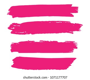 Collection of hand drawn pink grunge brushes. Vector Grunge Brushes. Dirty Artistic Design Elements. Creative Design Elements. White background. Distress Frame, Logo, Banner, Wallpaper.