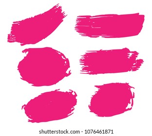 Collection of hand drawn pink grunge brushes. Vector Grunge Brushes. Dirty Artistic Design Elements. Creative Design Elements. White background. Distress Frame, Logo, Banner, Wallpaper.