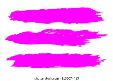 Collection of hand drawn pink grunge brushes. Vector Grunge Brushes. Dirty Artistic Design Elements. Creative Design Elements. White background. Distress Frame, Logo, Banner, Wallpaper.