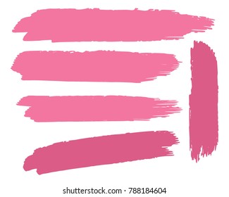 Collection of hand drawn pink grunge brushes. Vector Grunge Brushes. Dirty Artistic Design Elements. Creative Design Elements. Banner. White background. Distress Frame, Logo, Banner, Wallpaper